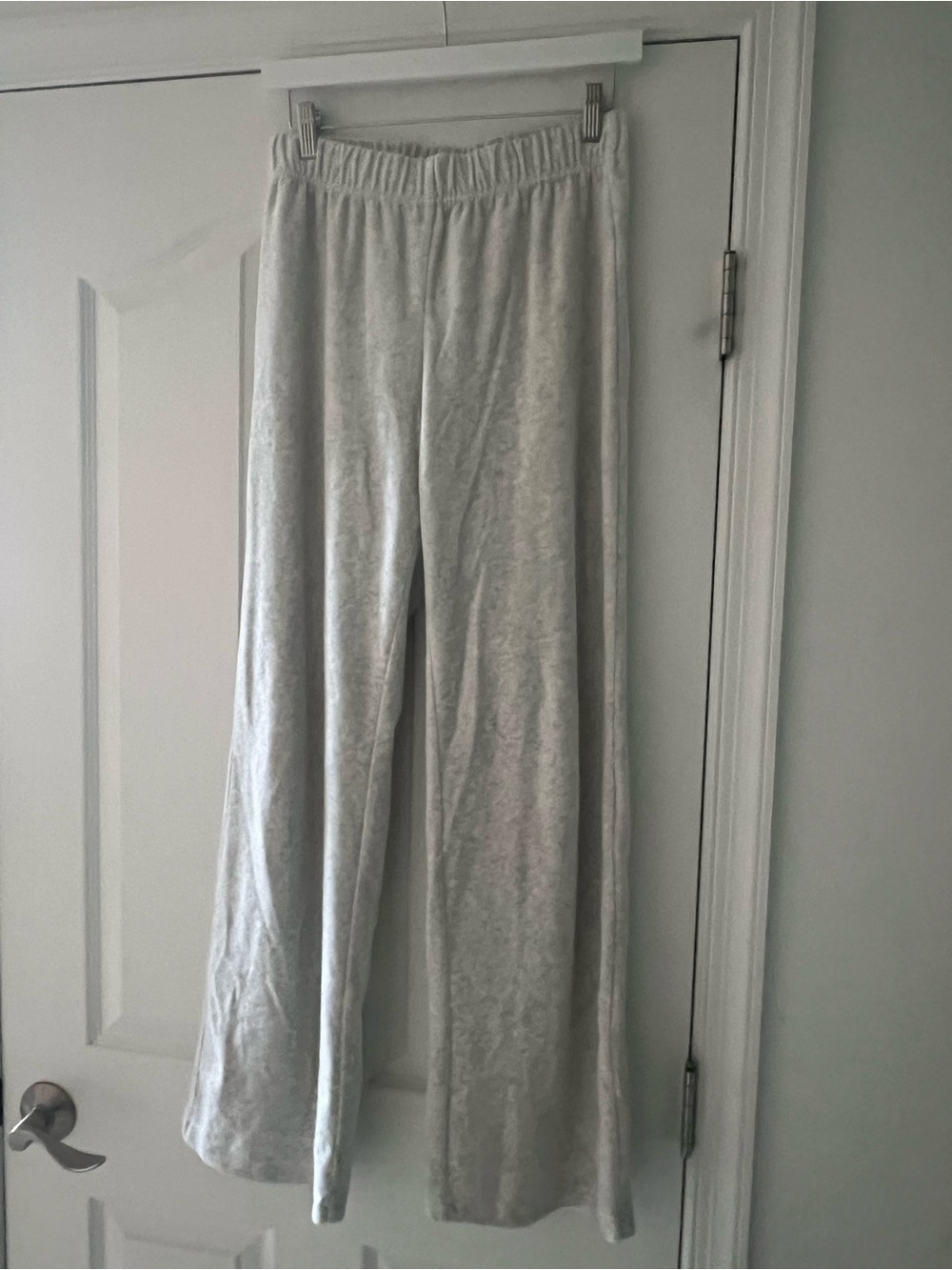 perfectwhitetee Light Gray Velvet Wide-Leg Sweatpants